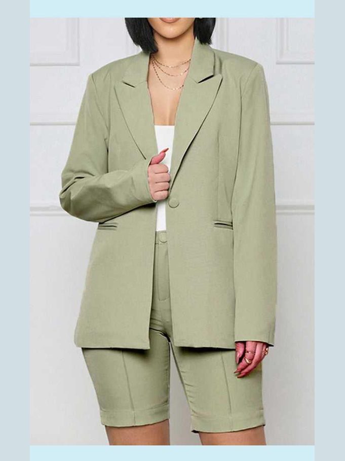 Long Sleeve Blazer and Shorts Set -- 