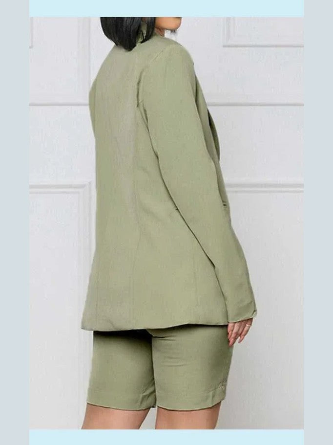 Long Sleeve Blazer and Shorts Set -- 