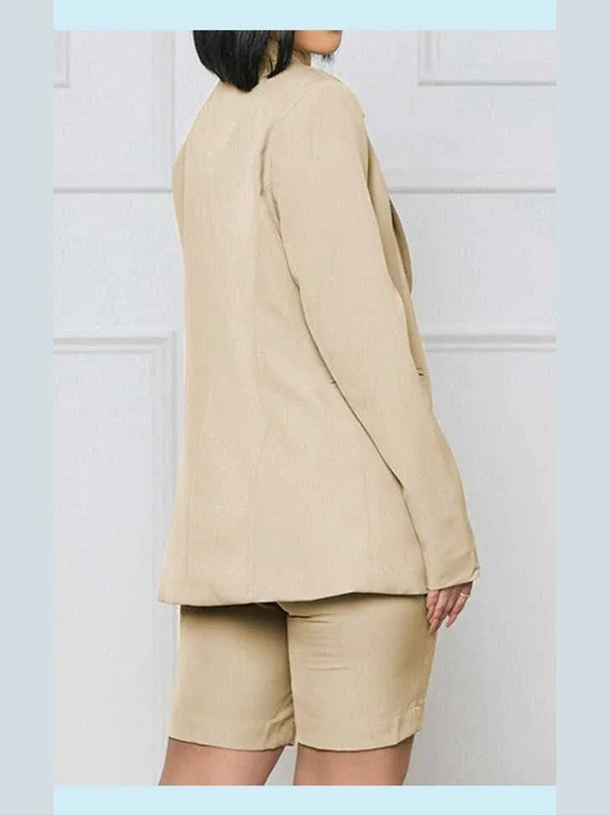 Long Sleeve Blazer and Shorts Set -- 