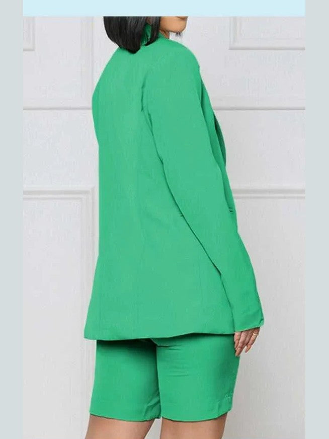 Long Sleeve Blazer and Shorts Set -- 