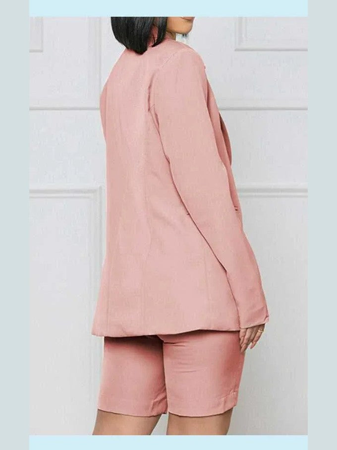 Long Sleeve Blazer and Shorts Set -- 