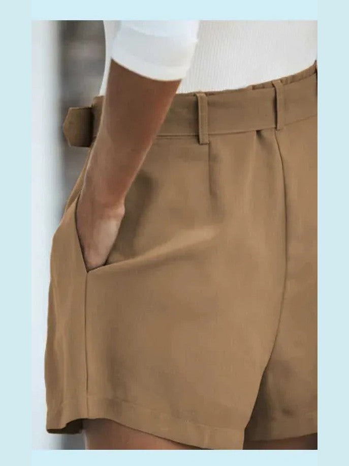 Longline Blazer and Shorts Set with Pockets -- 
