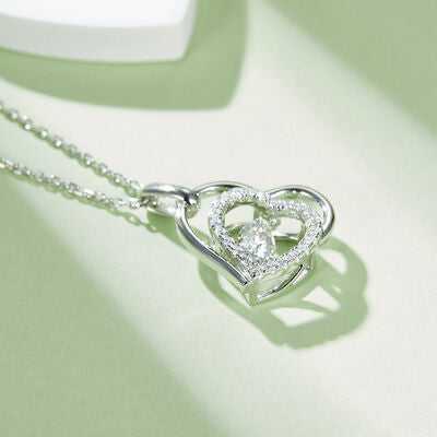 Moissanite 925 Elegant Sterling Silver Heart Necklace