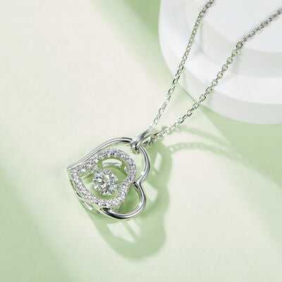 Moissanite 925 Elegant Sterling Silver Heart Necklace