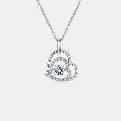Moissanite 925 Elegant Sterling Silver Heart Necklace