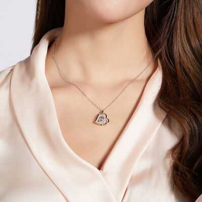 Moissanite 925 Elegant Sterling Silver Heart Necklace
