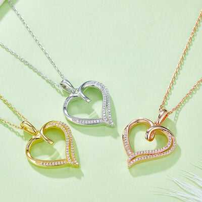925 Sterling Silver Heart Shape Moissanite Necklace