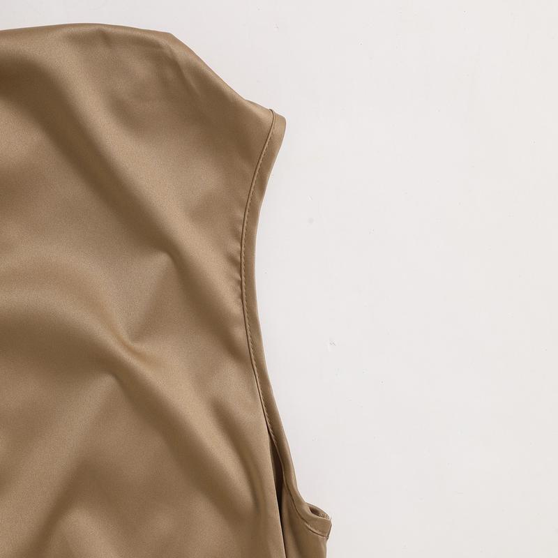 Satin Pleated Midi Dress
