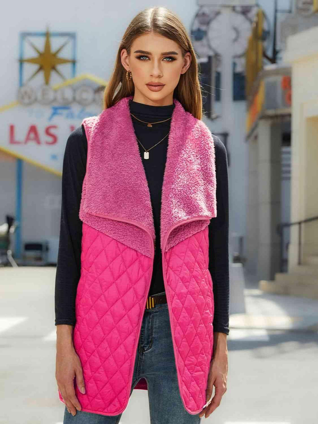 Open Front Collared Vest -- 