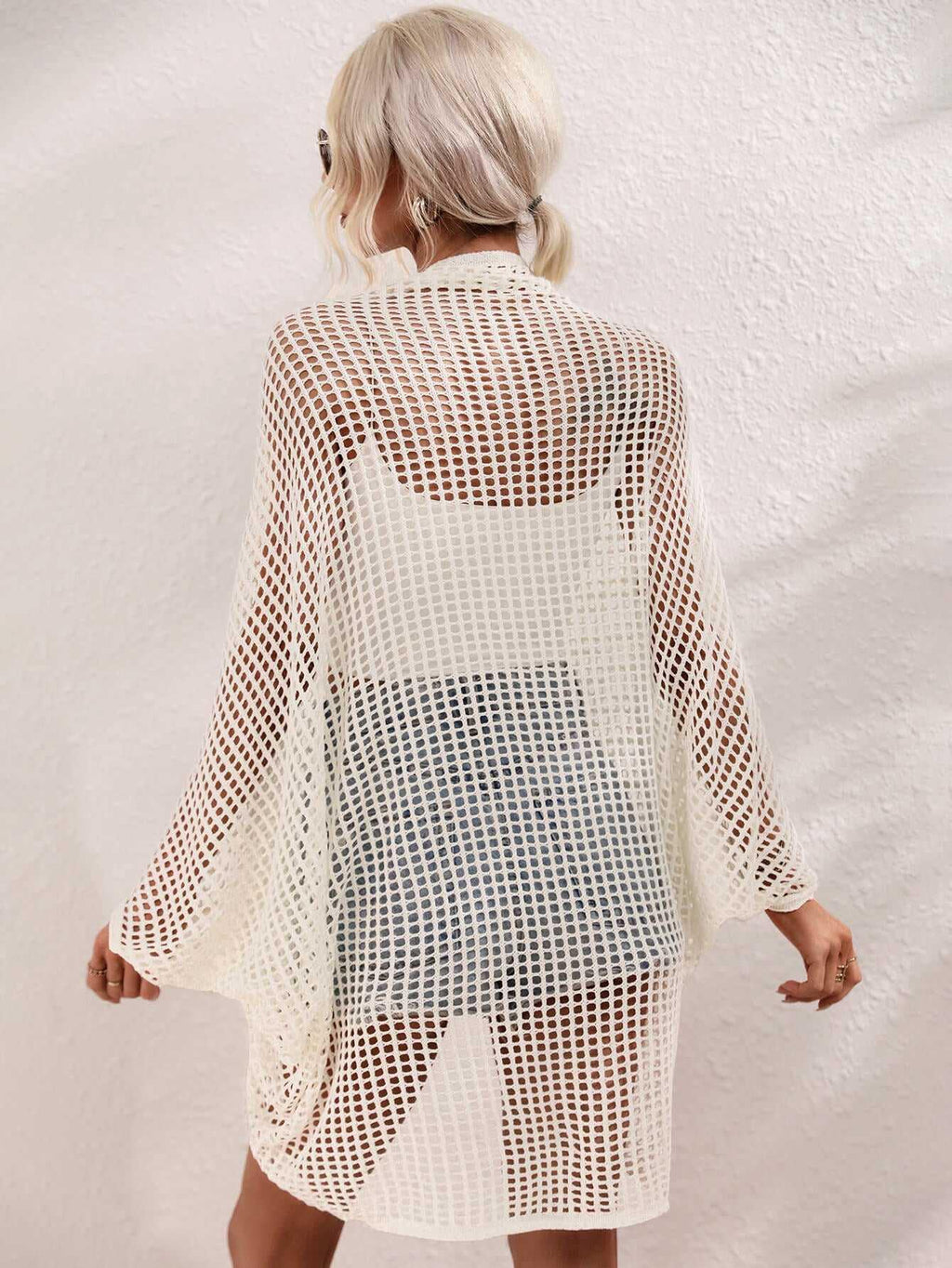 Openwork Open Front Longline Cover Up -- 