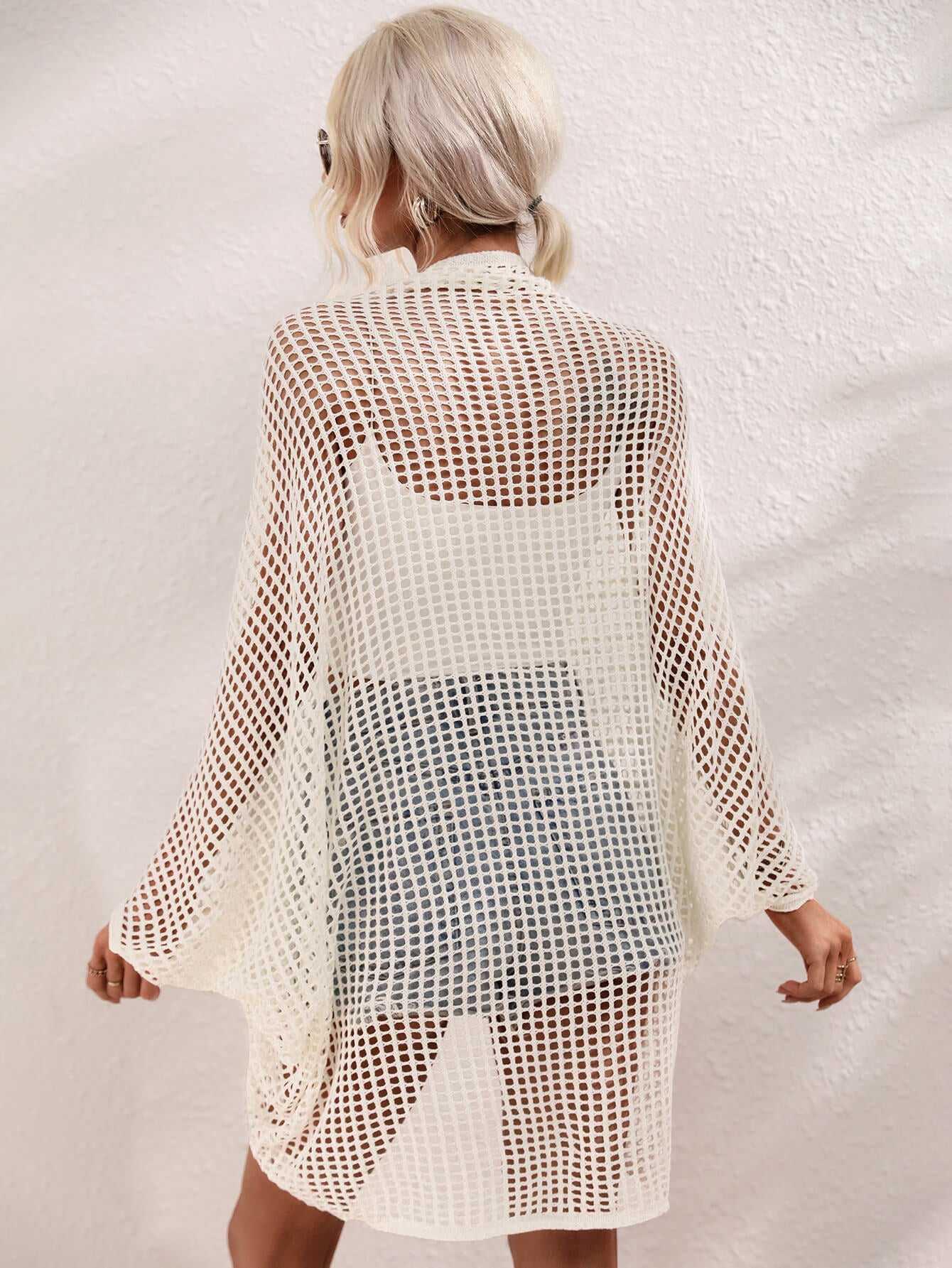 Openwork Open Front Longline Cover Up -- 