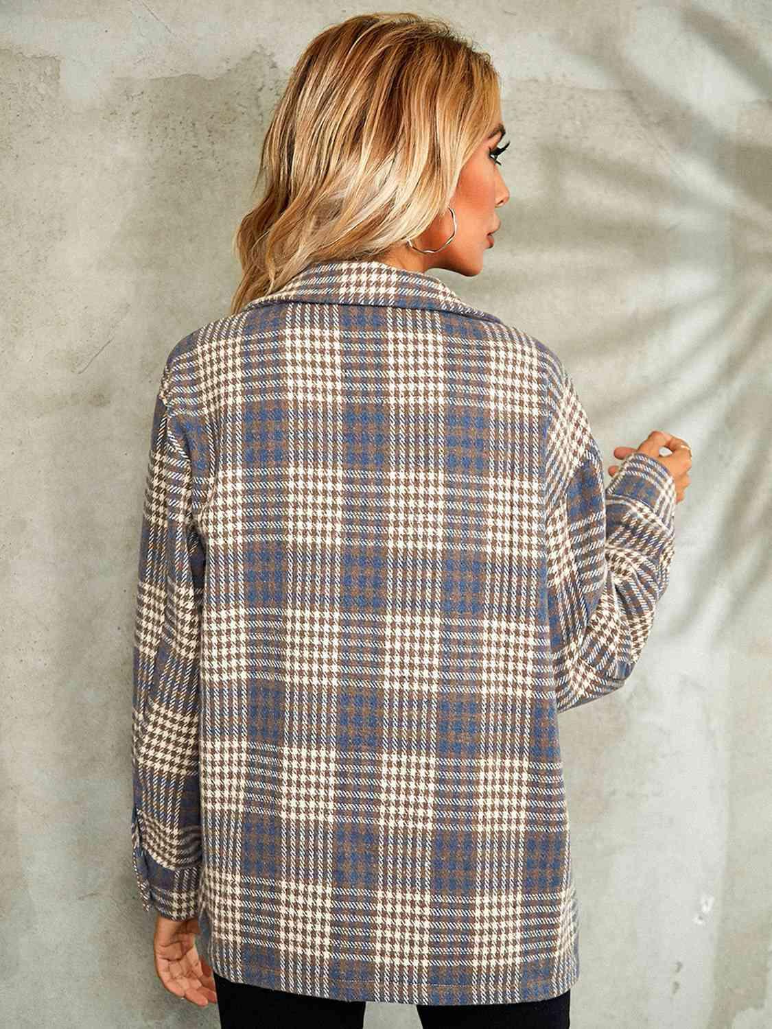 Plaid Button Down Collared Jacket -- 