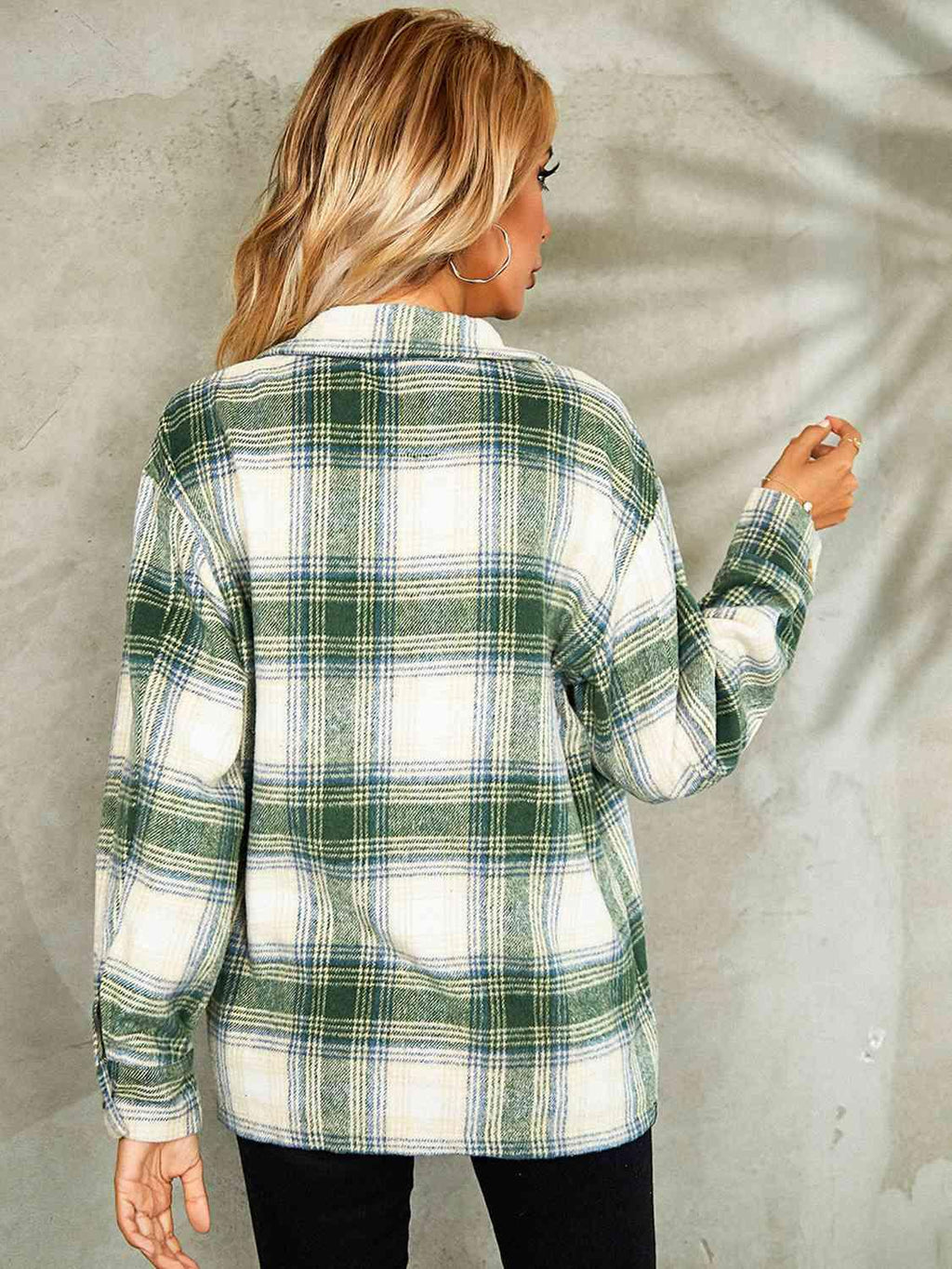 Plaid Button Down Collared Jacket -- 
