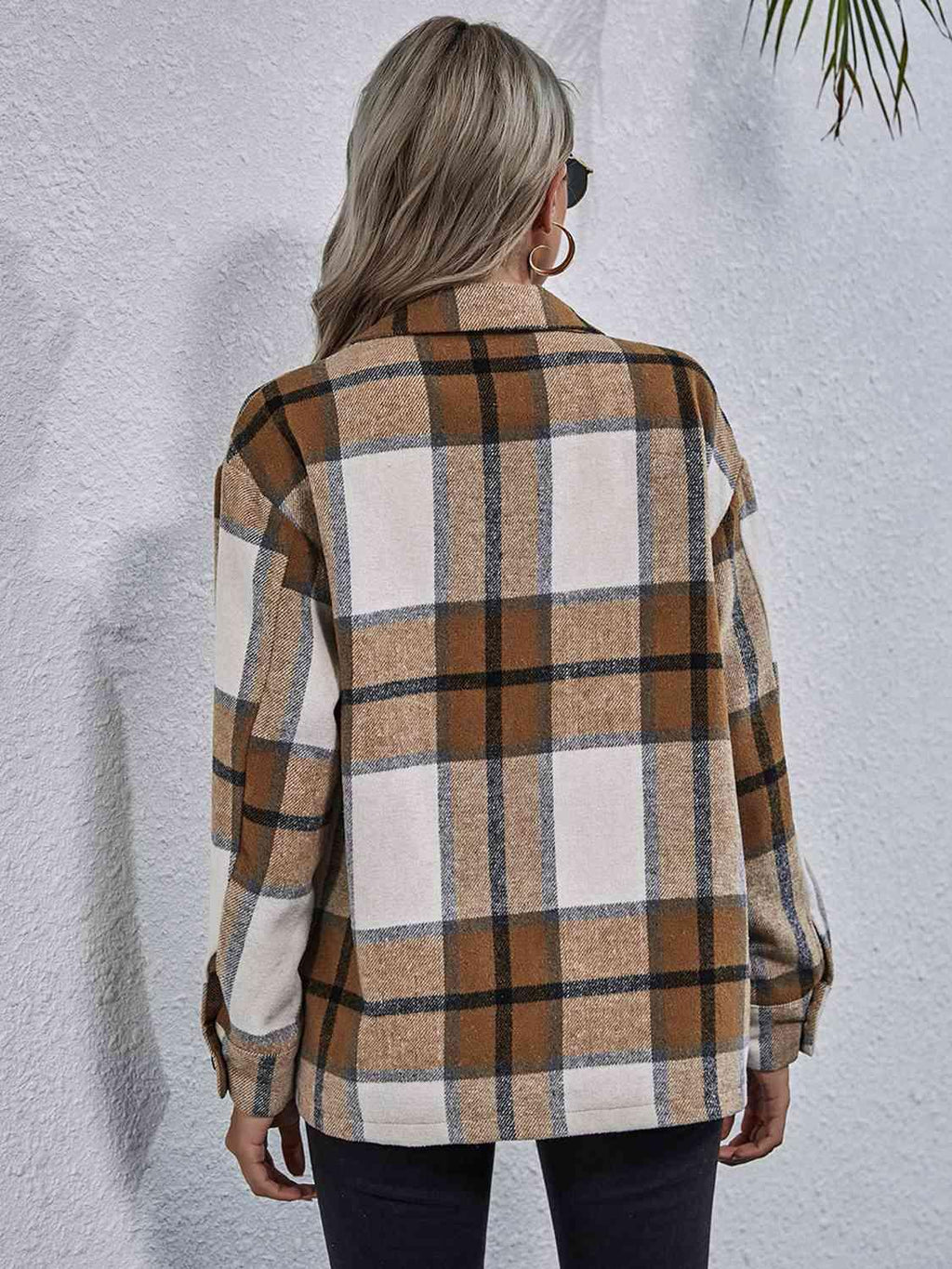 Plaid Button Down Collared Jacket -- 
