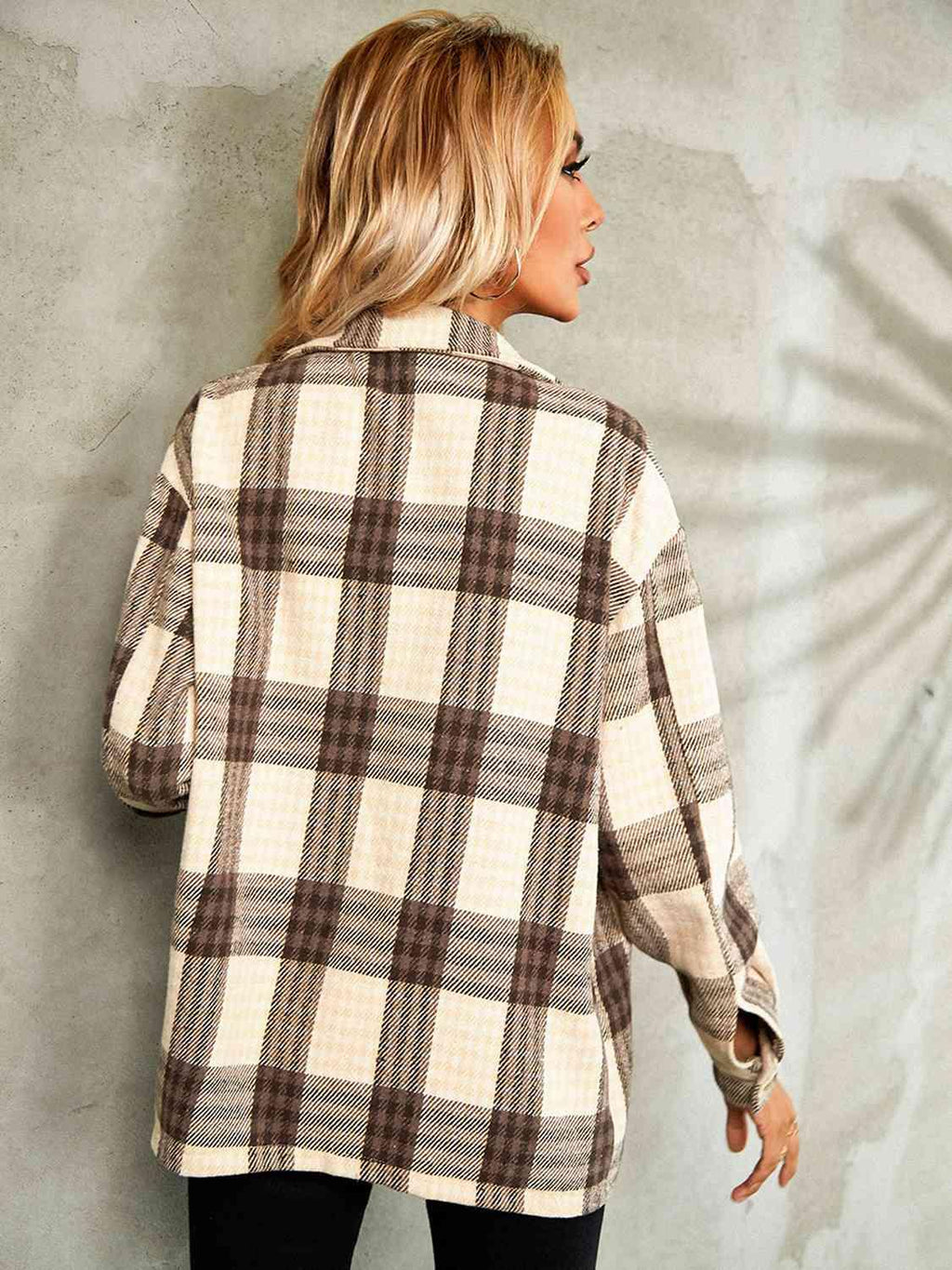 Plaid Button Down Collared Jacket -- 