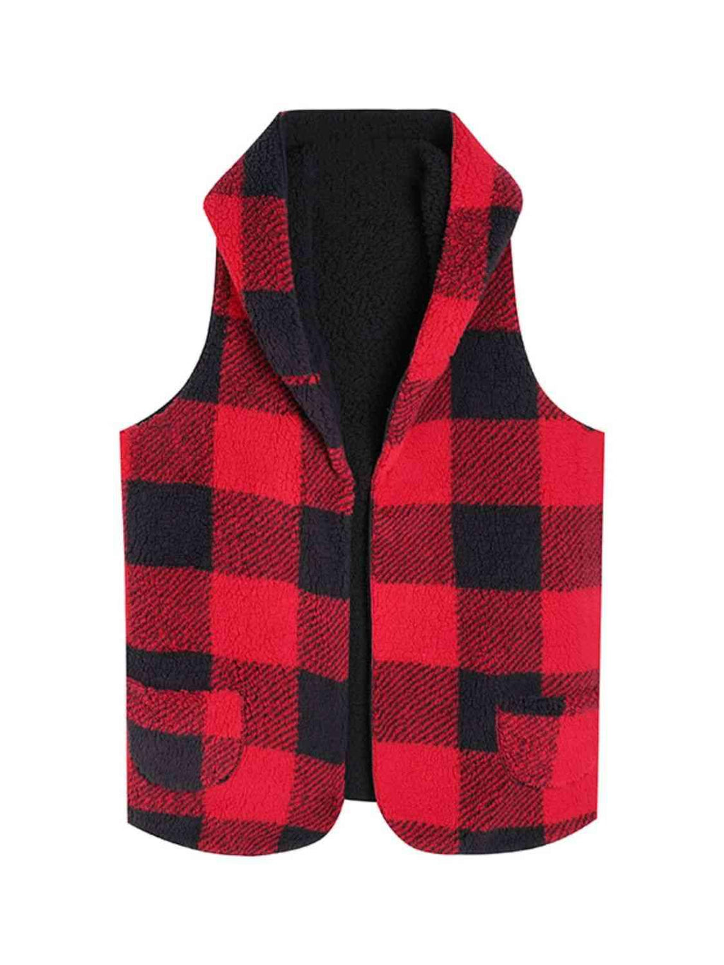 Plaid Hooded Vest -- 