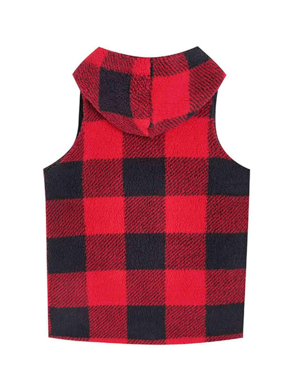 Plaid Hooded Vest -- 