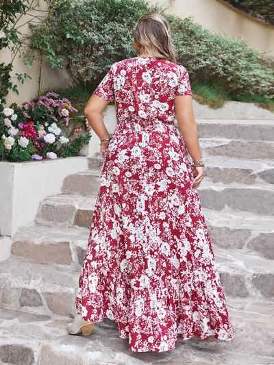 GeeGee Classy and Chic Full Size Run Floral Ruched Dress