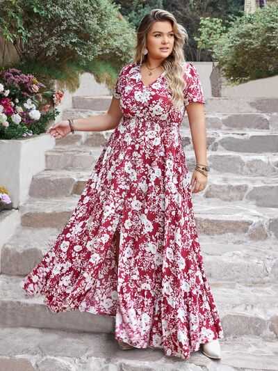 GeeGee Classy and Chic Full Size Run Floral Ruched Dress
