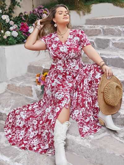 GeeGee Classy and Chic Full Size Run Floral Ruched Dress