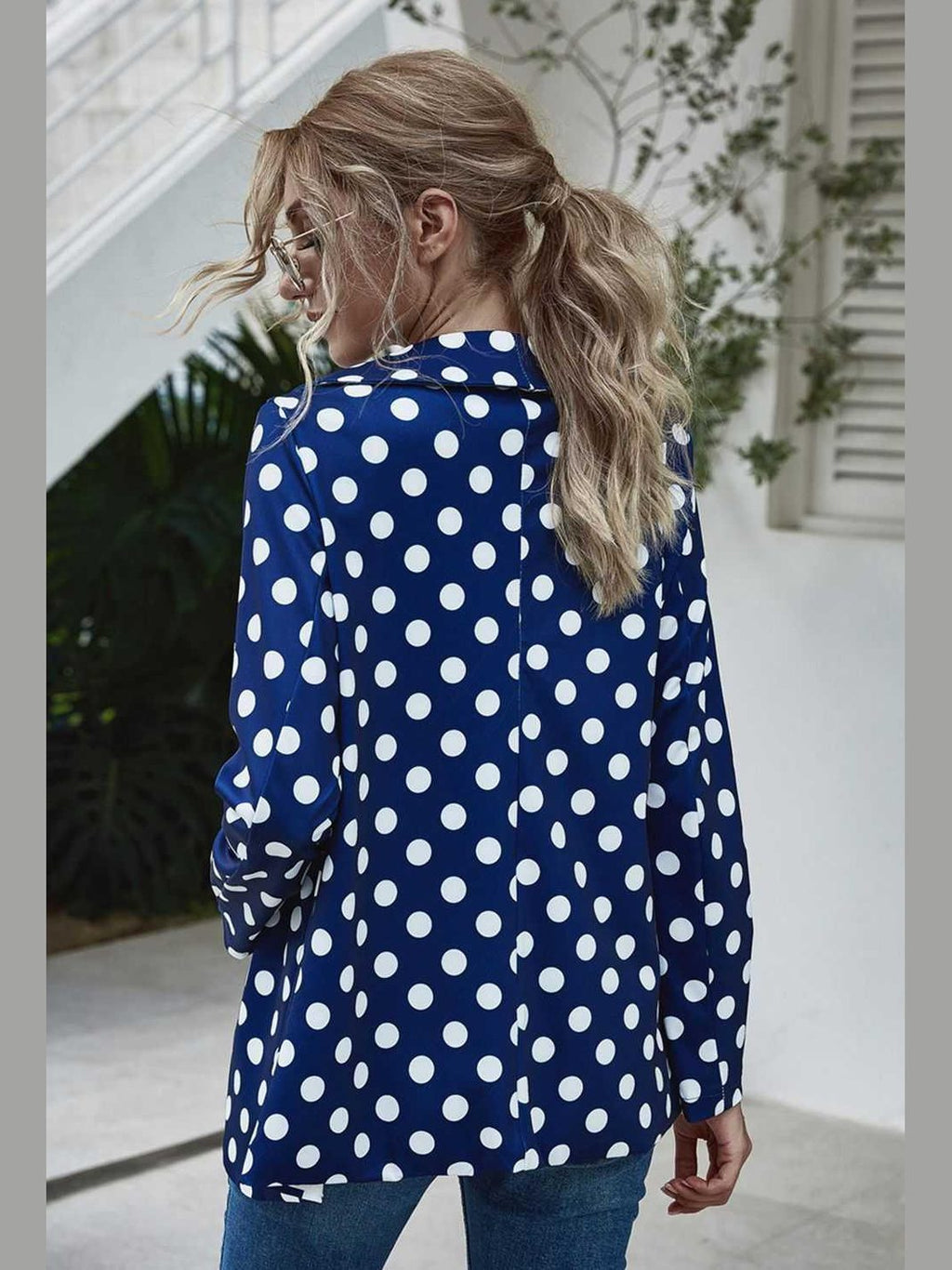 Polka Dot Long Sleeve Blazer -- 