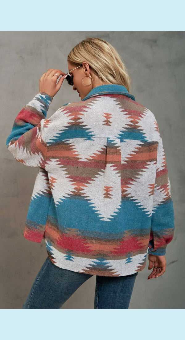 Printed Collared Neck Jacket