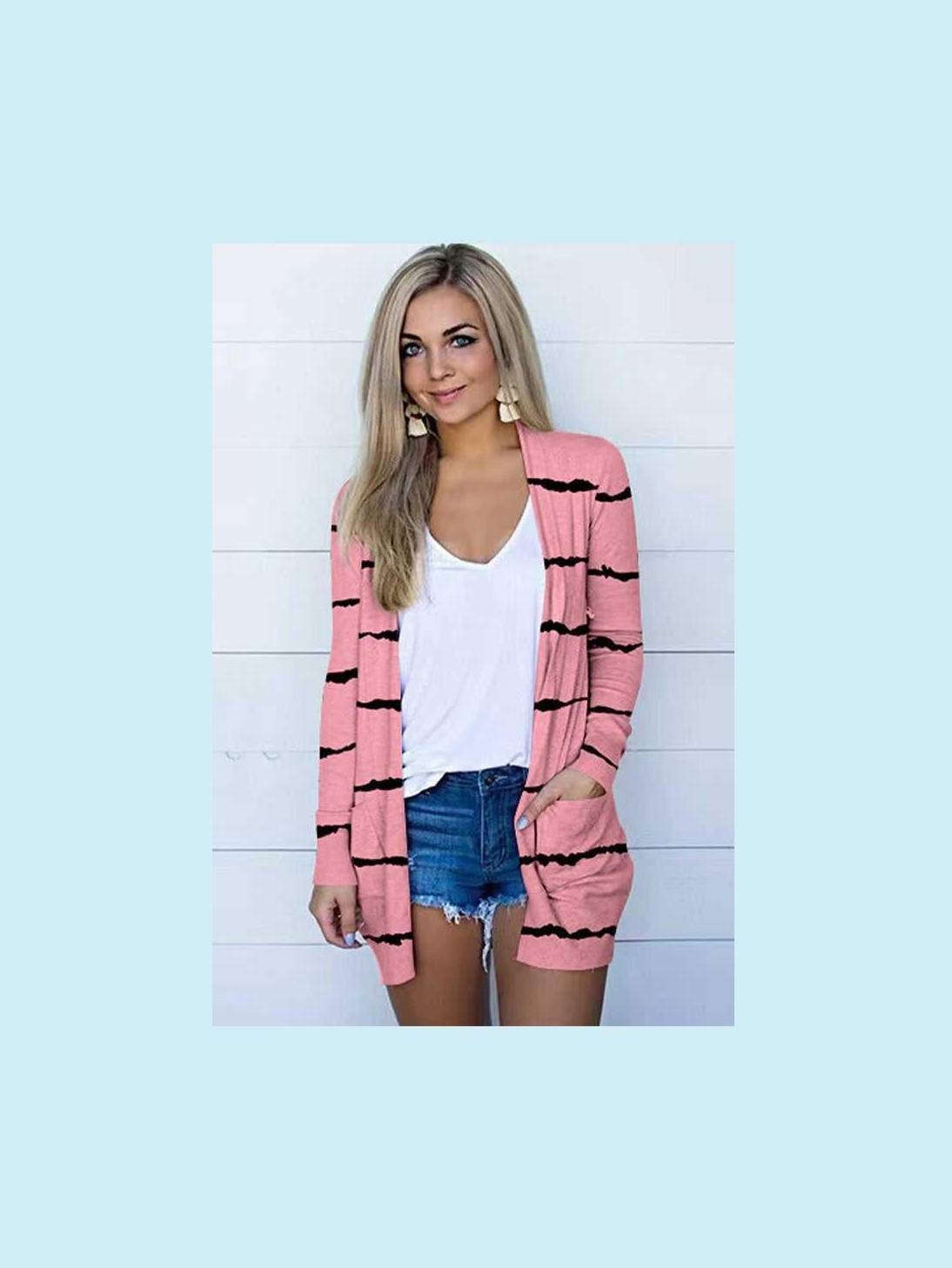 Printed Stylish Outerwear Long Sleeve Cardigan -- 