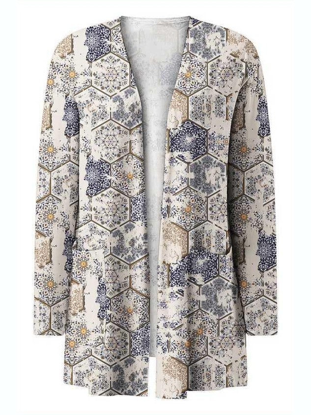 Printed Stylish Outerwear Long Sleeve Cardigan -- 