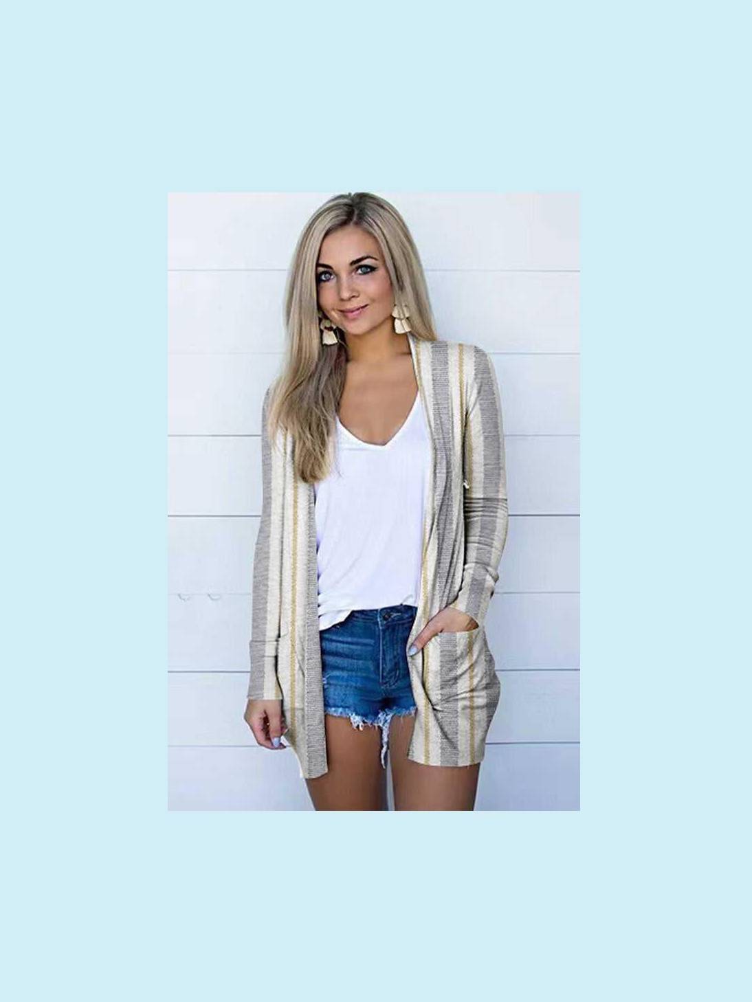 Printed Stylish Outerwear Long Sleeve Cardigan -- 