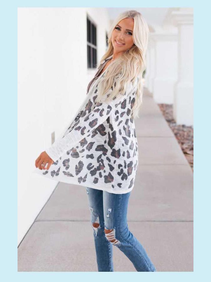 Womens Printed Long Sleeve Casual Cardigan -- 