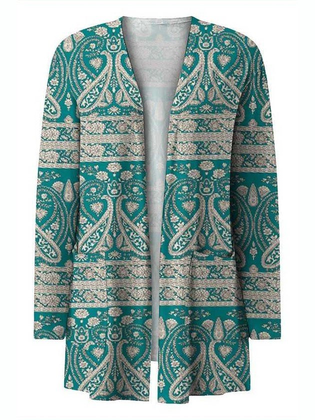 Printed Stylish Outerwear Long Sleeve Cardigan -- 