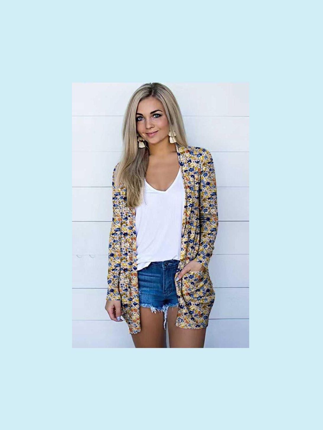 Printed Stylish Outerwear Long Sleeve Cardigan -- 
