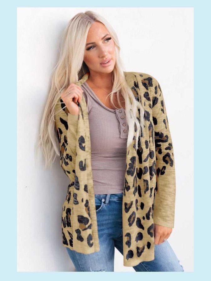 Womens Printed Long Sleeve Casual Cardigan -- 