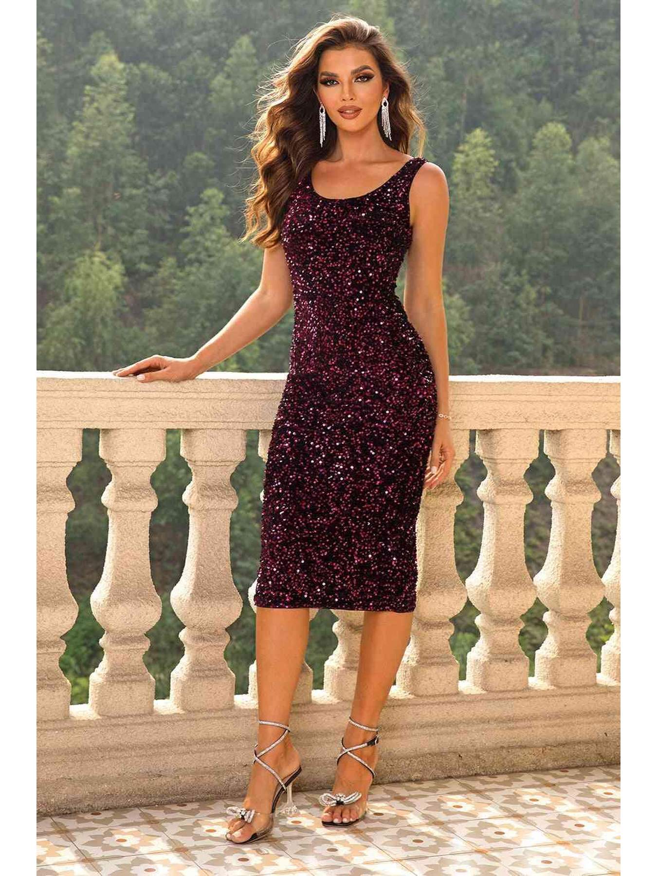 Sequin Sleeveless Slit Dress -- 