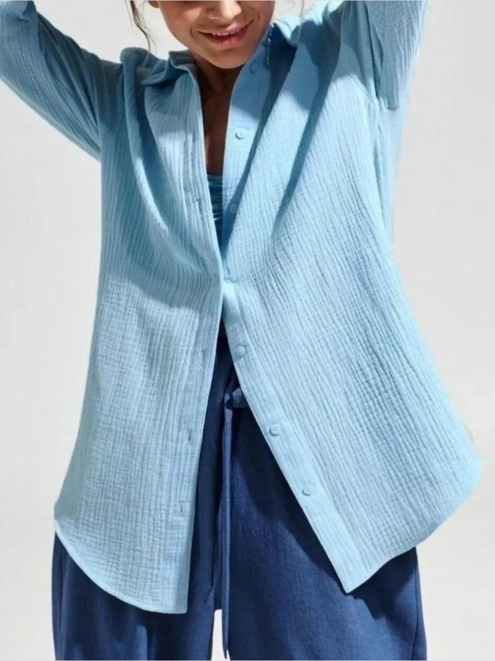 Button Up Long Sleeve Texture Shirt -- 