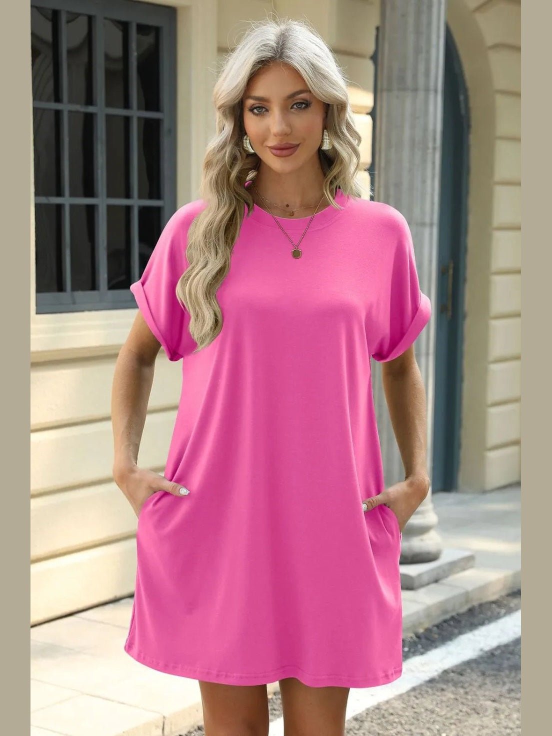 Short Sleeve Midi Dress with Pockets – Modest Casual Wear — modest women's fashion | Hopeford Streams
