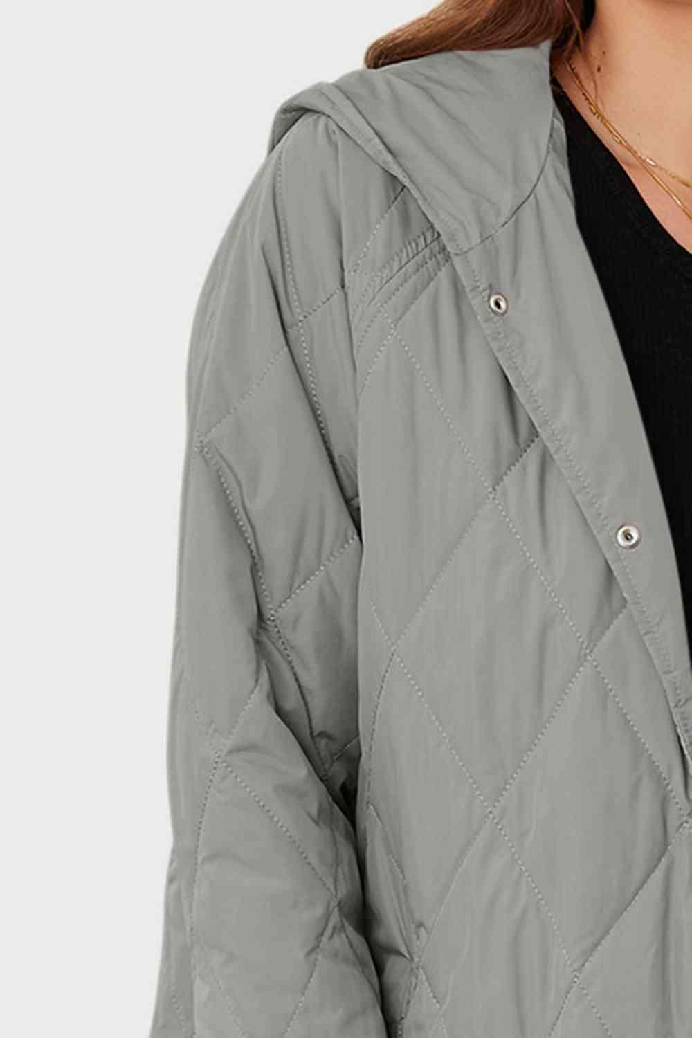 Snap Down Hooded Slit Winter Coat -- 