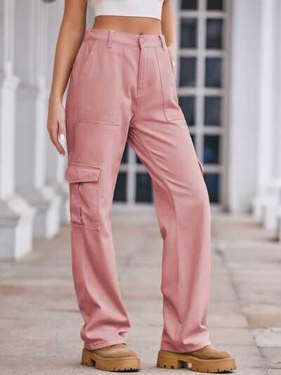 Straight Denim Cargo Pants -- 
