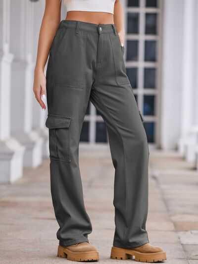 Straight Denim Cargo Pants -- 