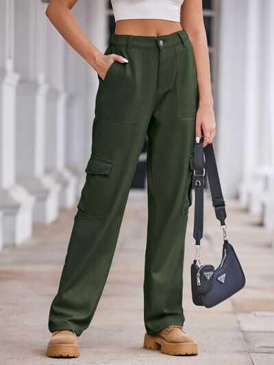 Straight Denim Cargo Pants -- 