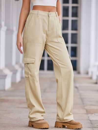 Straight Denim Cargo Pants -- 