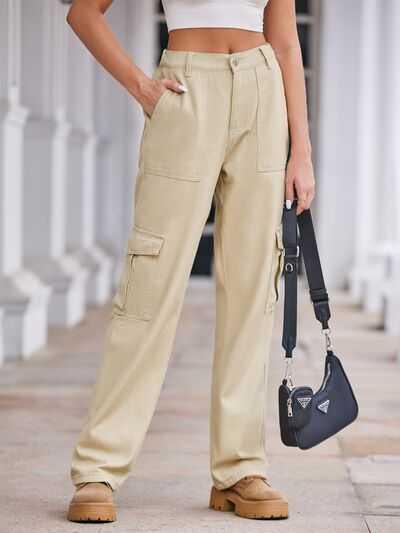 Straight Denim Cargo Pants -- 