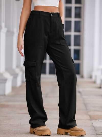 Straight Denim Cargo Pants -- 
