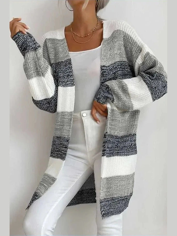 Striped Long Sleeve Duster Cardigan -- 