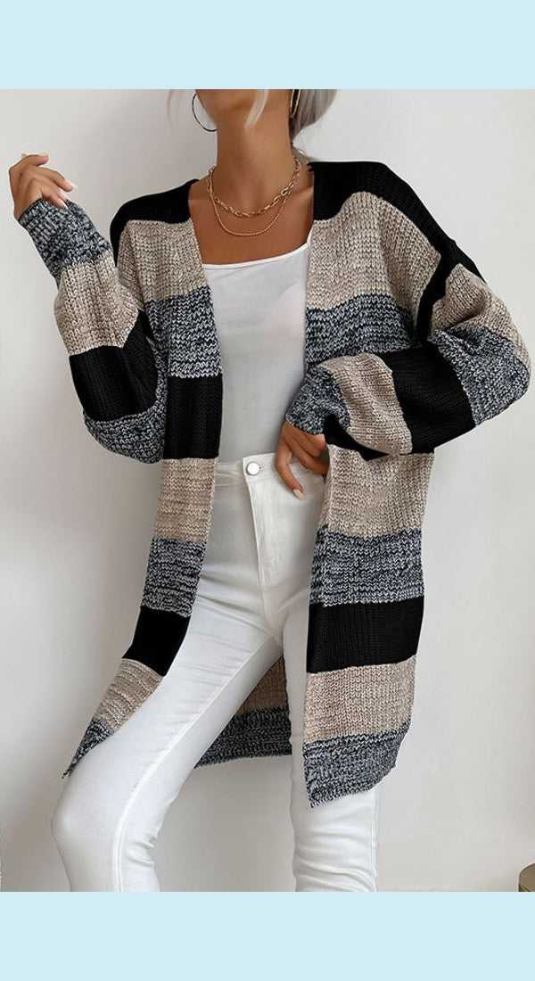 Striped Long Sleeve Duster Cardigan