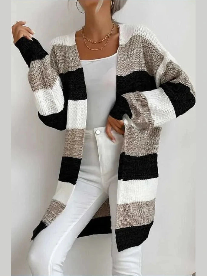 Striped Long Sleeve Duster Cardigan -- 
