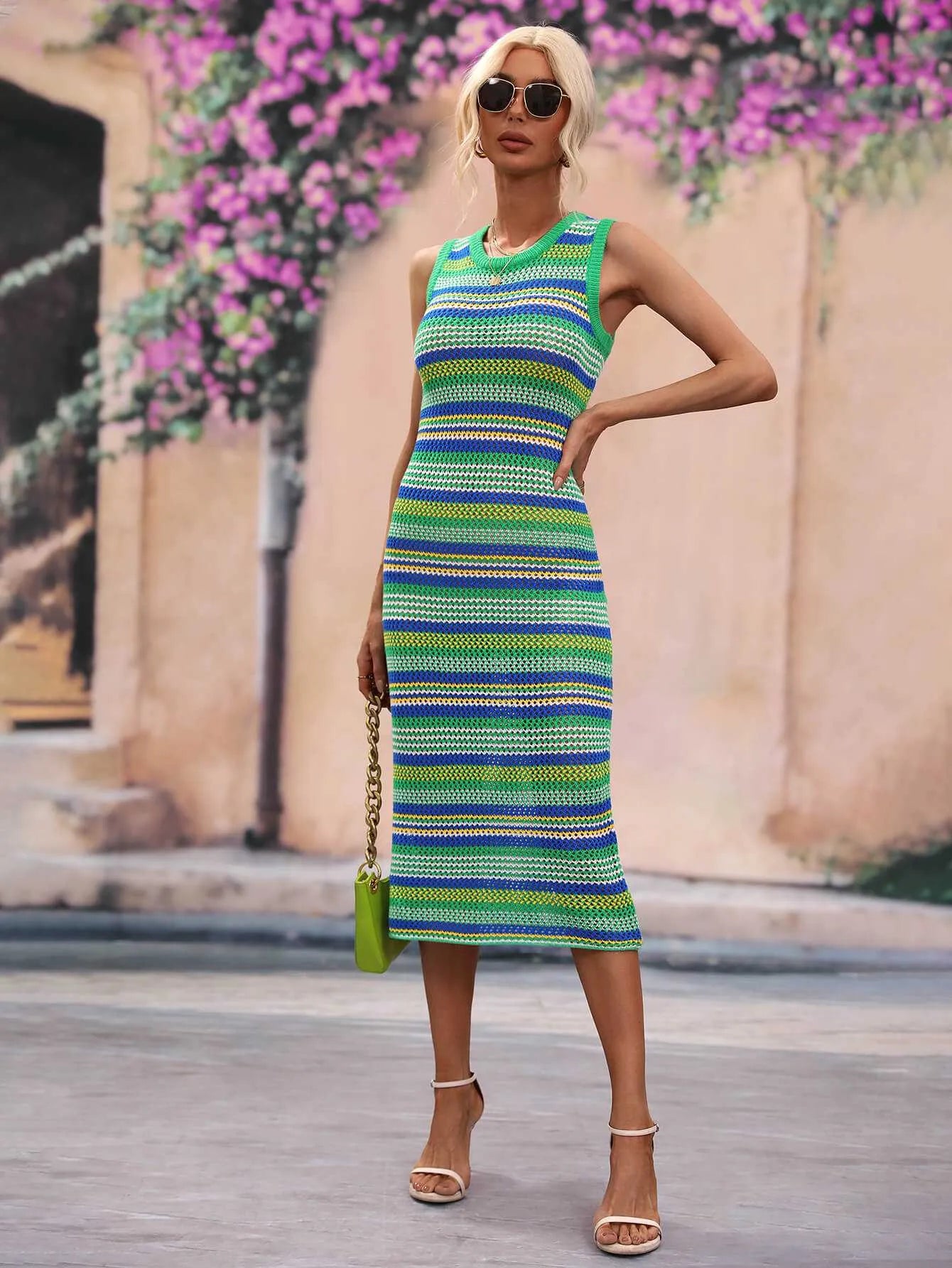 Striped Round Neck Sleeveless Midi Cover Up Dress - Maxi Beach Dress from hopeford-streams.myshopify.com - Maxi Beach Dress from hopeford-streams.myshopify.com