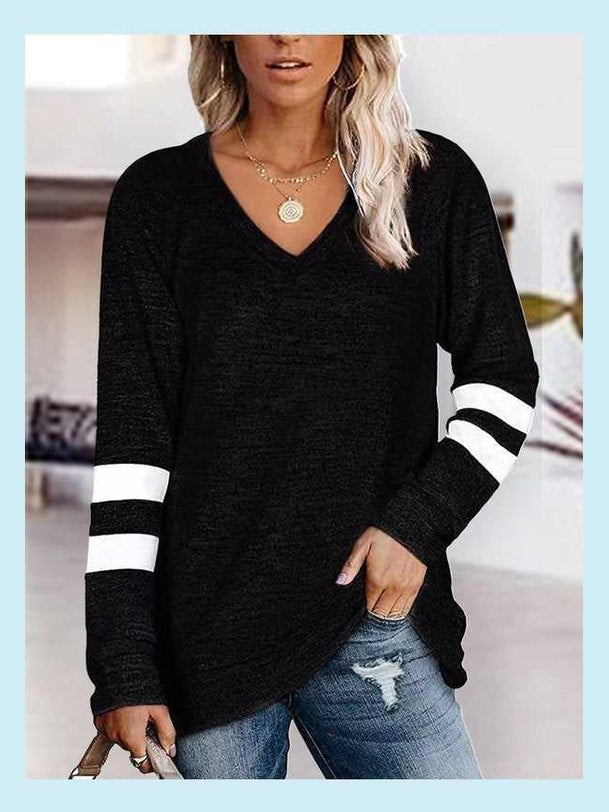 V-Neck Raglan Sleeve T-Shirt -- 