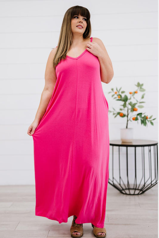 Womens Beach Vibes Full Size Cami Maxi Dress