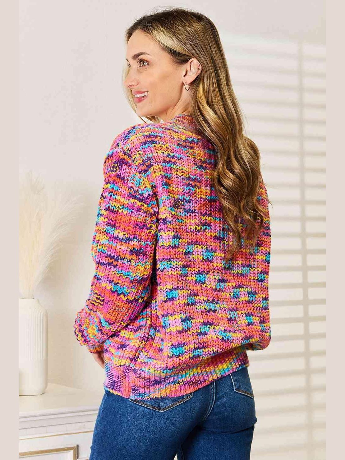 Woven Right V-Neck Long Sleeve Cardigan -- 